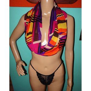 Vintage Susan Graver Colorful Infinity Scarf pinup retro glam head wrap